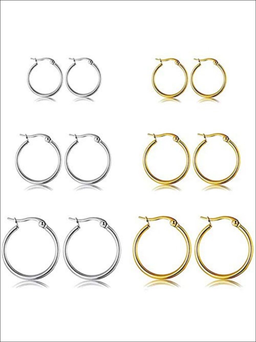 Stainless Steel Hoop Earrings Set for Women Lightweight Hypoallergenic Thin